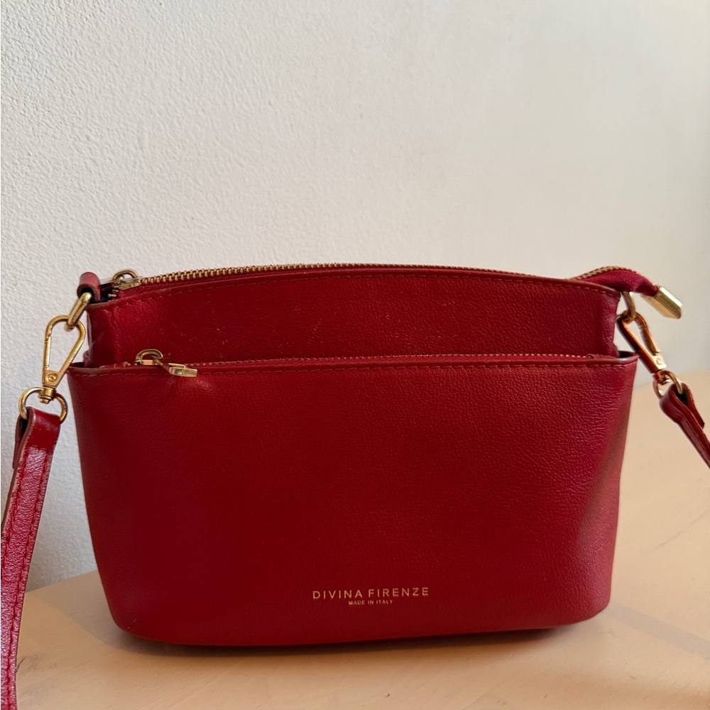Divina Firenze Red Leather Crossbody Bag